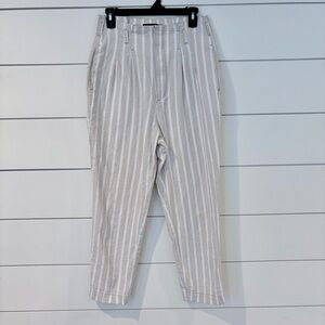 Abercrombie Linen Pants Coastal Core Stripe Relaxed Beige White M Preppy